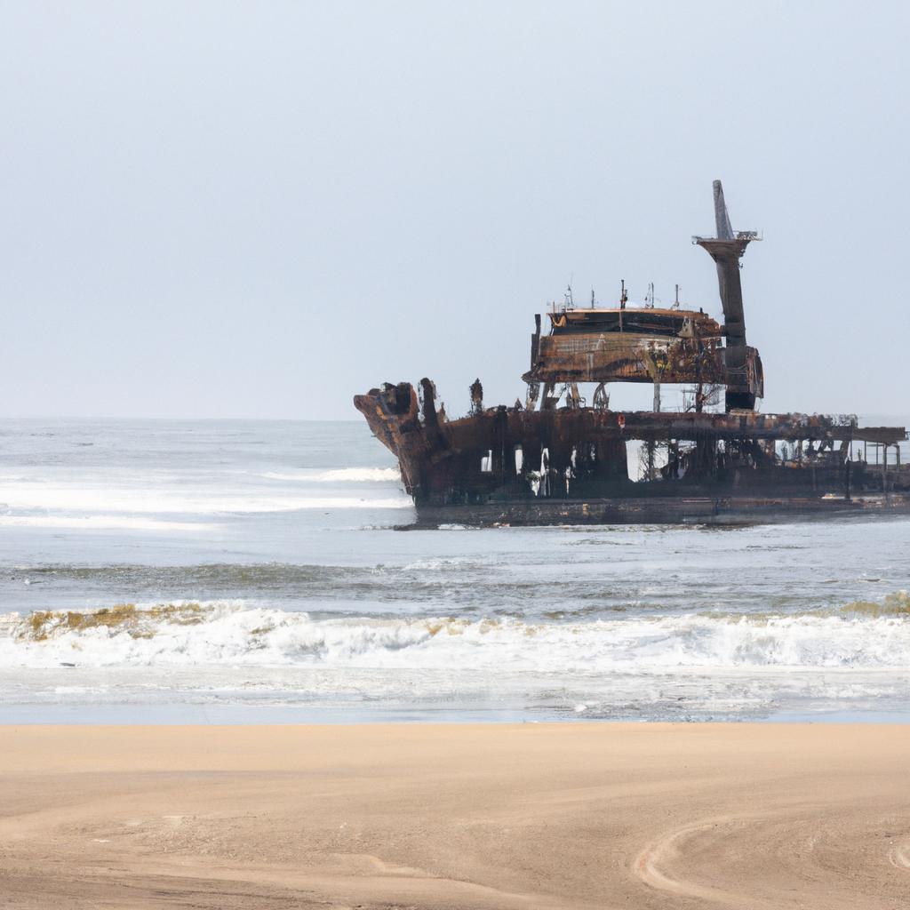 The haunting remains of a shipwreck on Skeleton Coast, Namibia