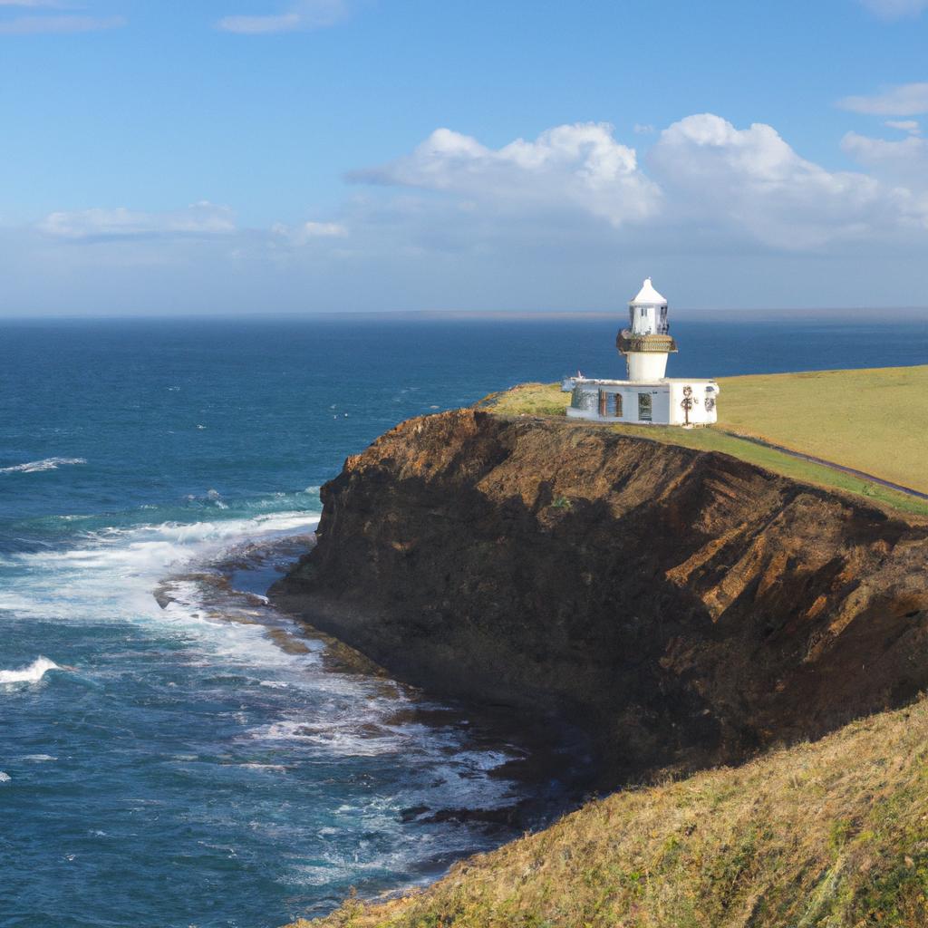 The lighthouse at Slope Point has been guiding ships since the early 1900s