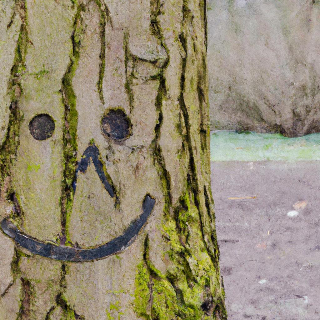 Carved smiley faces are a common sight in the Smiley Face Forest