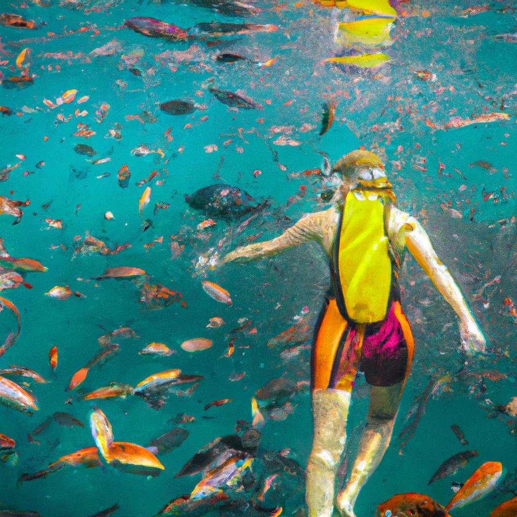 A snorkeler exploring the underwater world. The Galapagos Islands offer some of the best snorkeling and diving spots in the world.