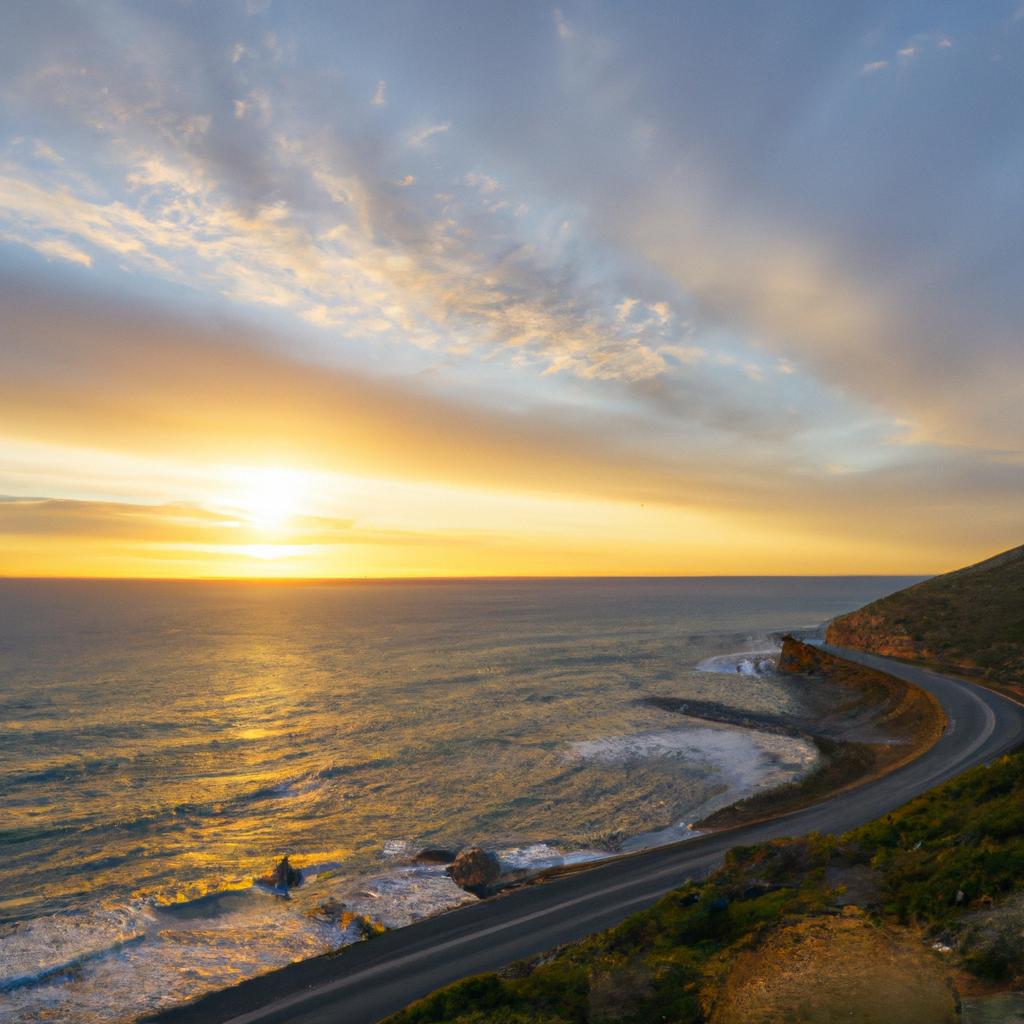 A breathtaking sunset over the ocean on The Great Ocean Road