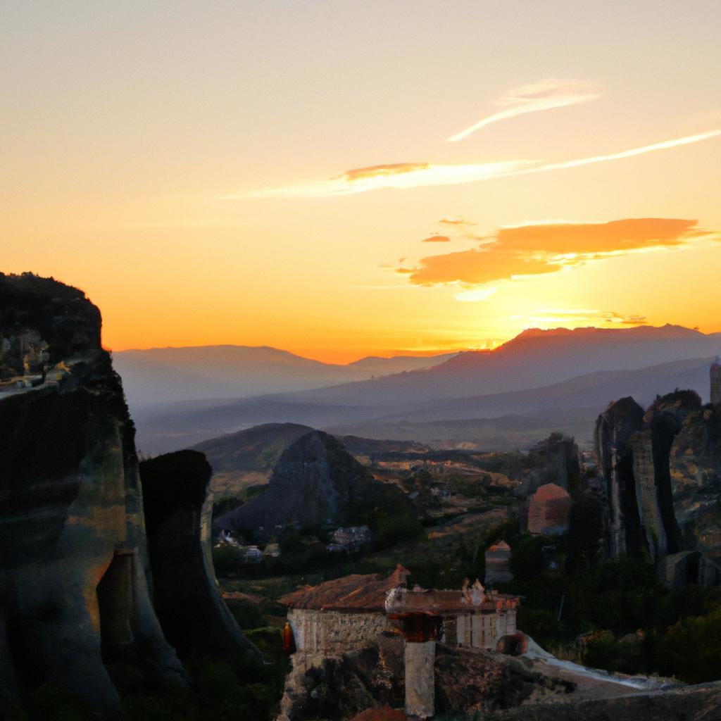 The beauty of the sunset adds to the allure of Meteora, Thessaly, Greece