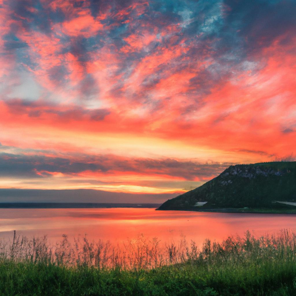 The mesmerizing sunset over the tranquil waters of Fiordi di Furore