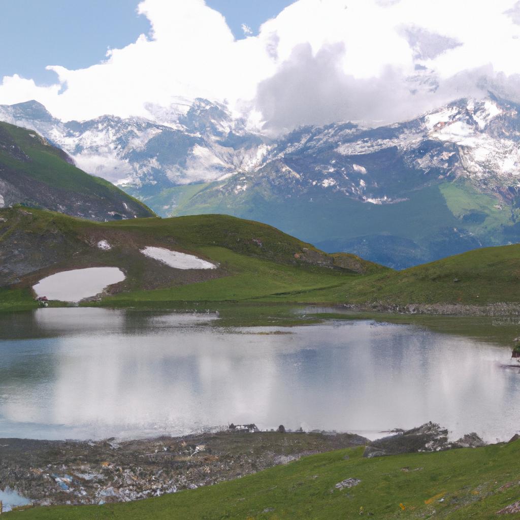 The serene beauty of a mountain lake in the Swiss Alps