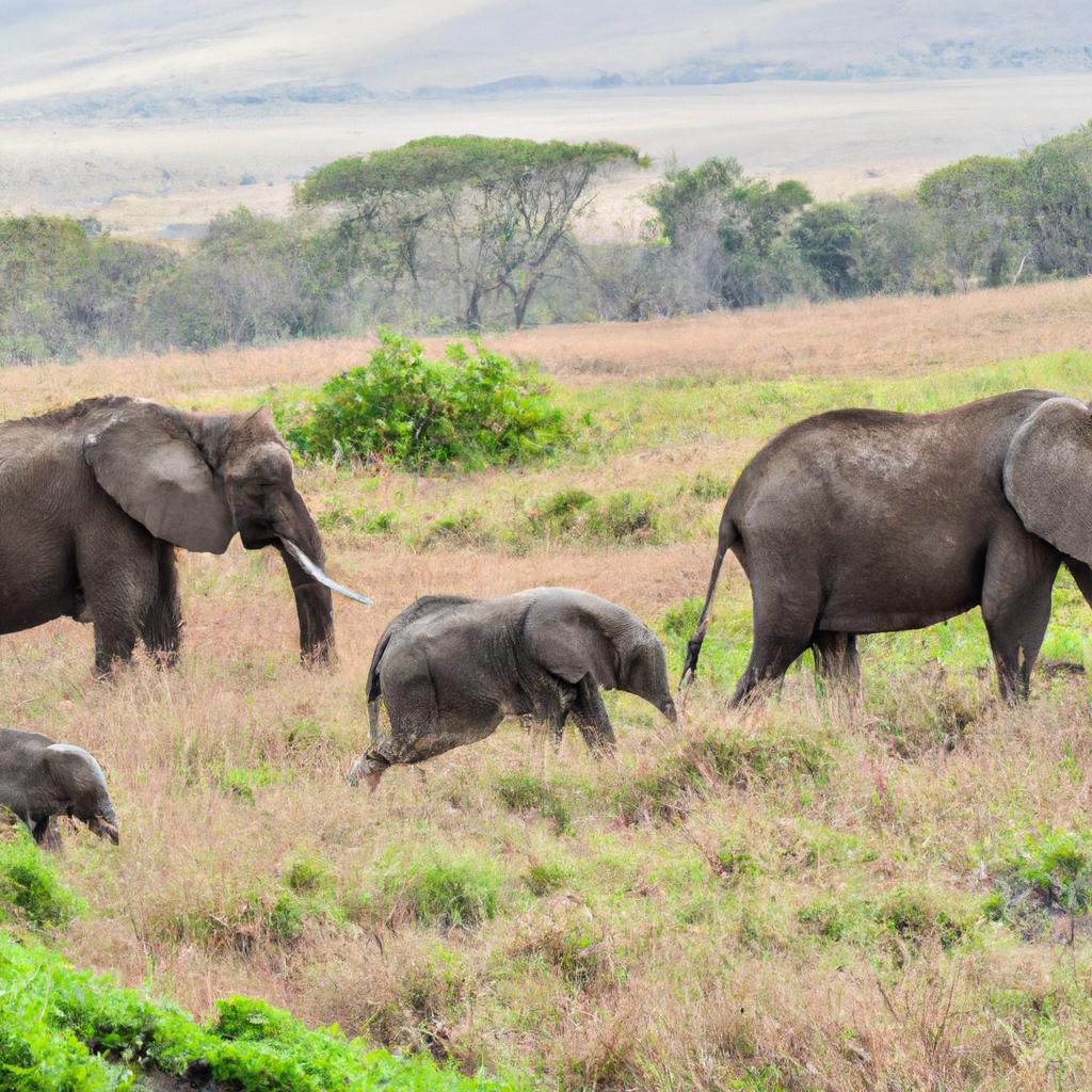 A family of elephants make their way across the Great Rift Valley in Tanzania, taking in the stunning scenery as they go.