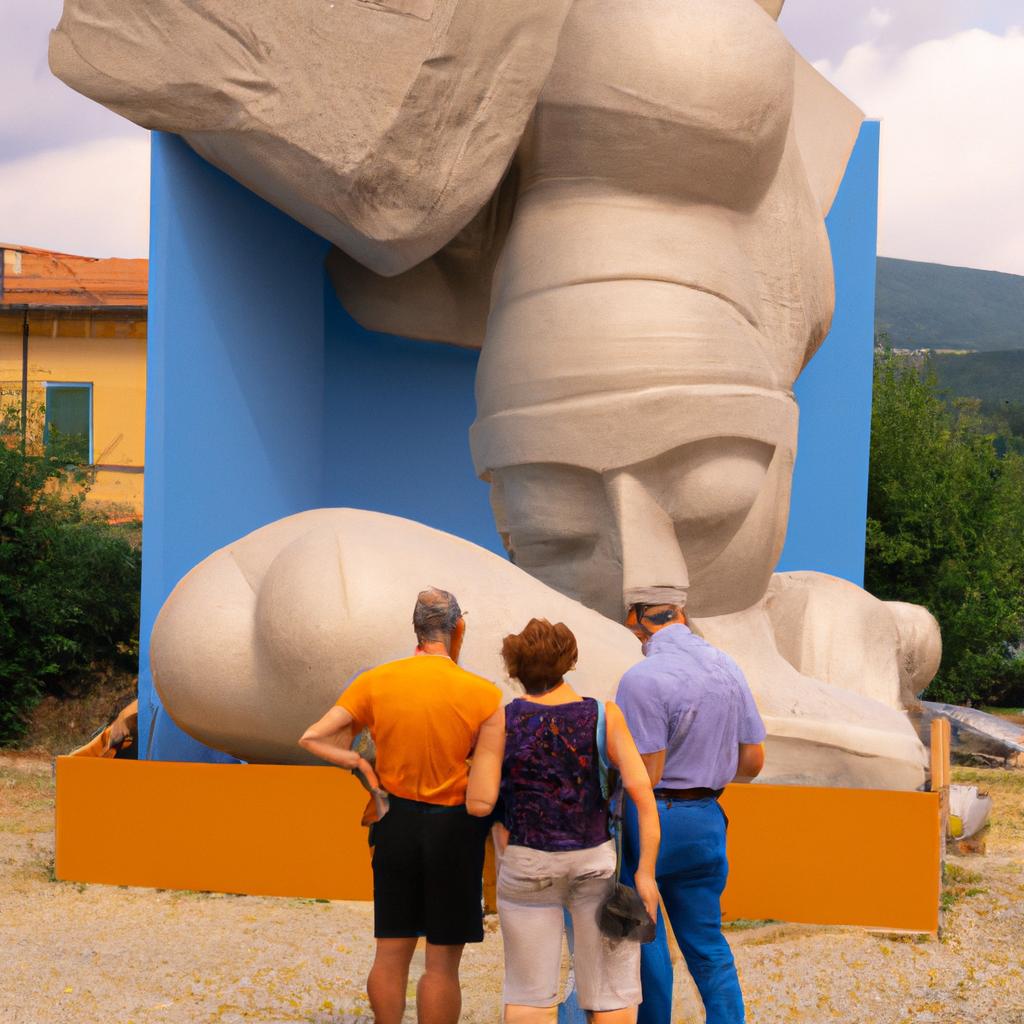 Tourists from all over the world gather to admire the Appennino sculpture in the public square