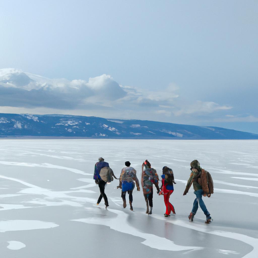During winter, Lake Baikal freezes over, allowing visitors to walk on its surface