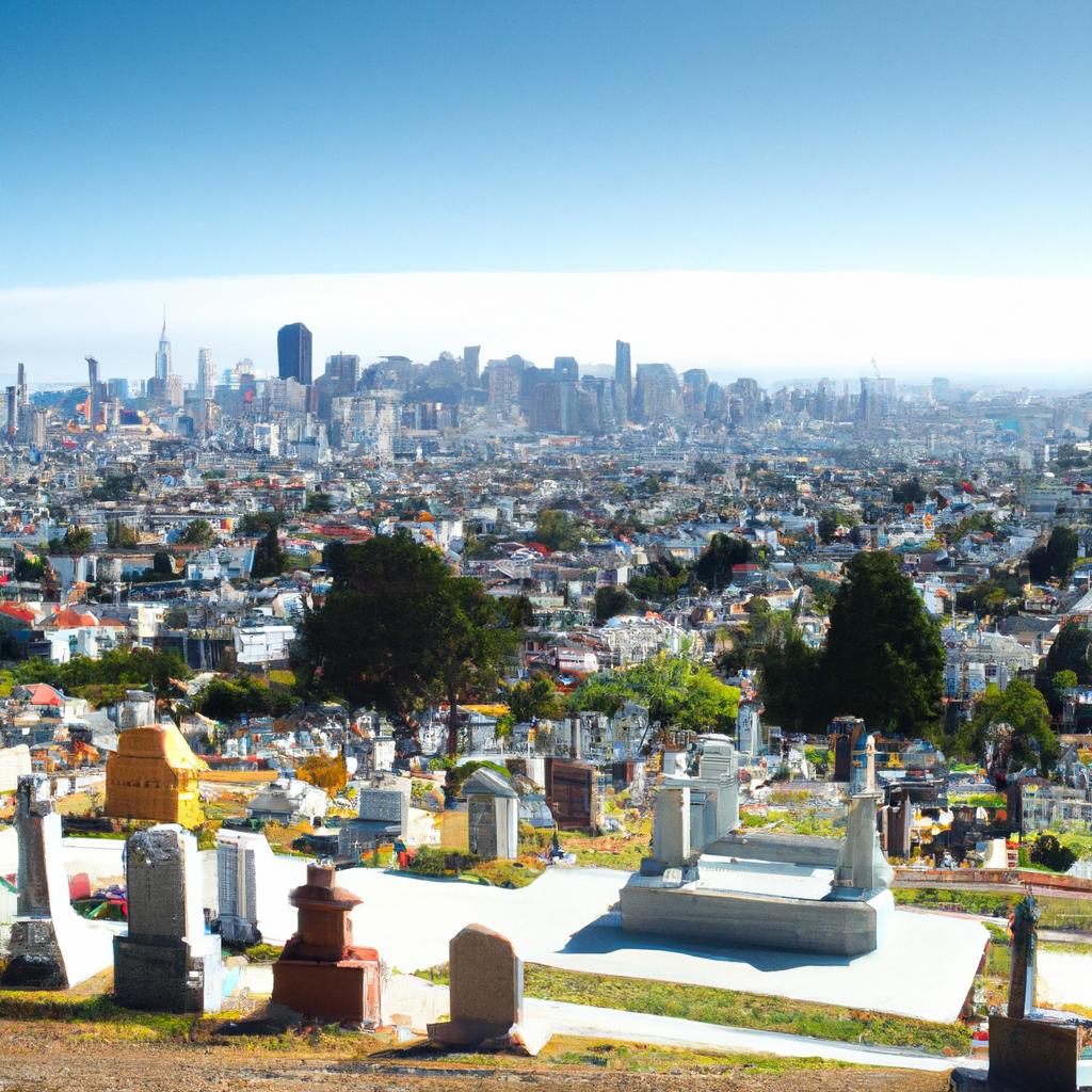 The stunning view of San Francisco from Colma Necropolis