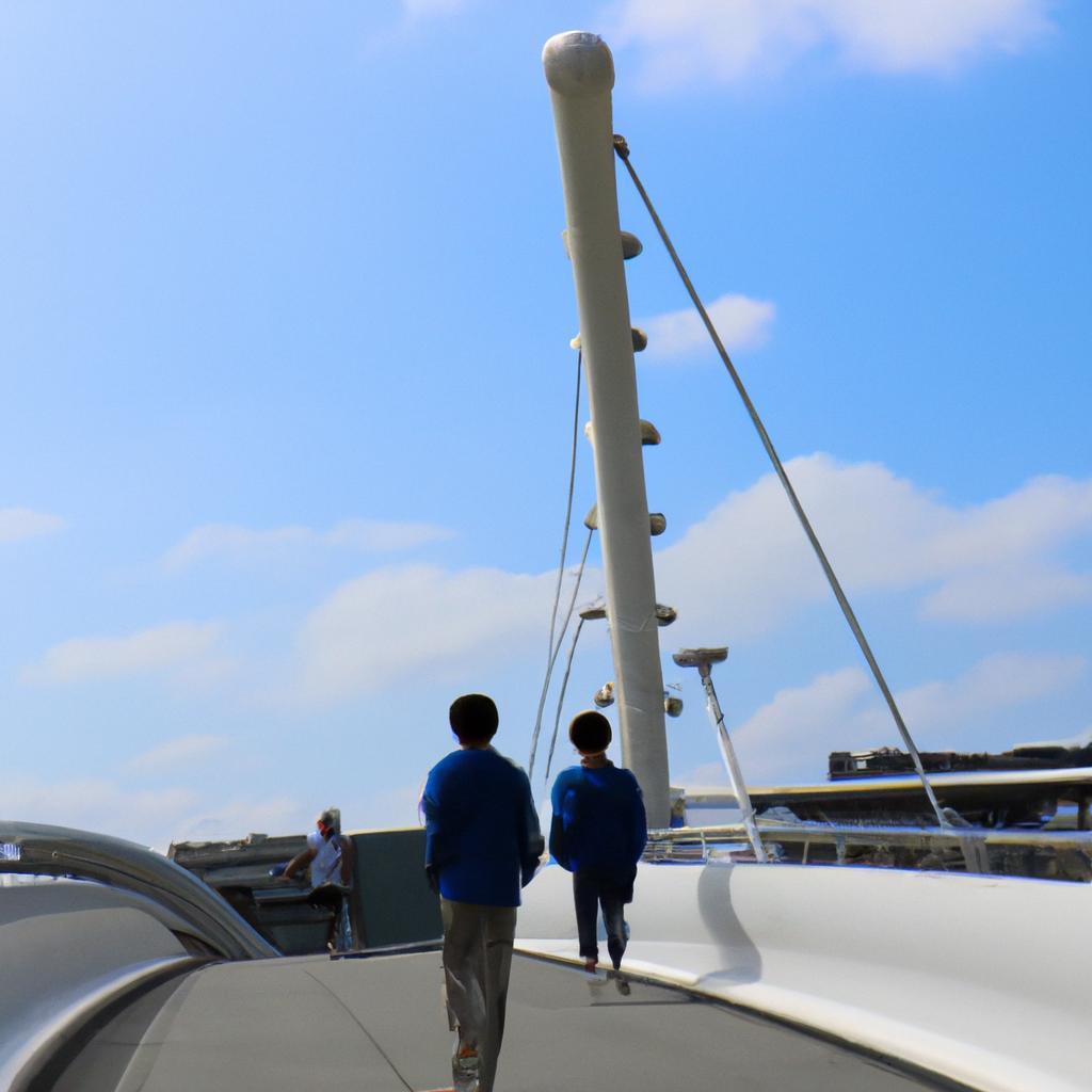 Visitors walking across Moon Bridge Taipei.