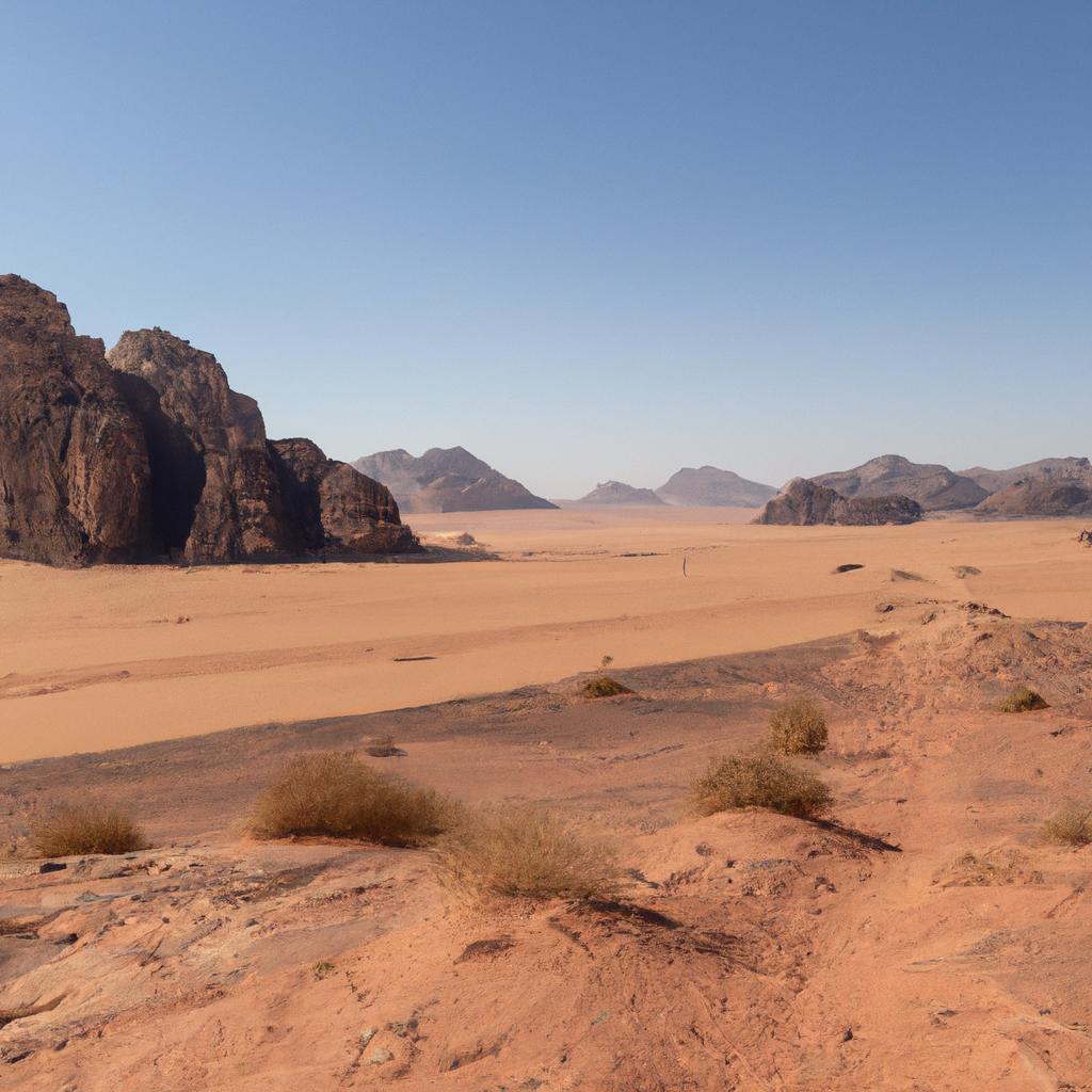 The Wadi Rum desert is a popular tourist destination in Saudi Arabia known for its stunning rock formations.