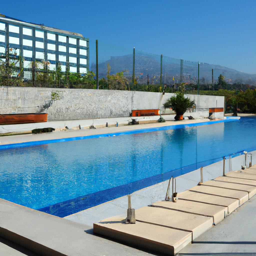 The swimming pool boasts several amenities, including a swim-up bar, restaurants, and a hot tub