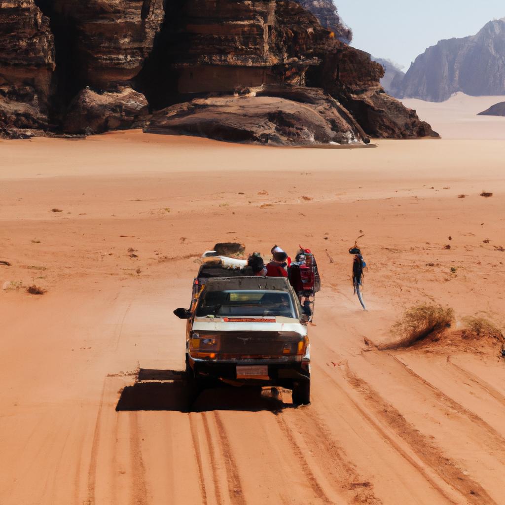 Tour the desert landscape of Wadi Rum in a 4x4 jeep