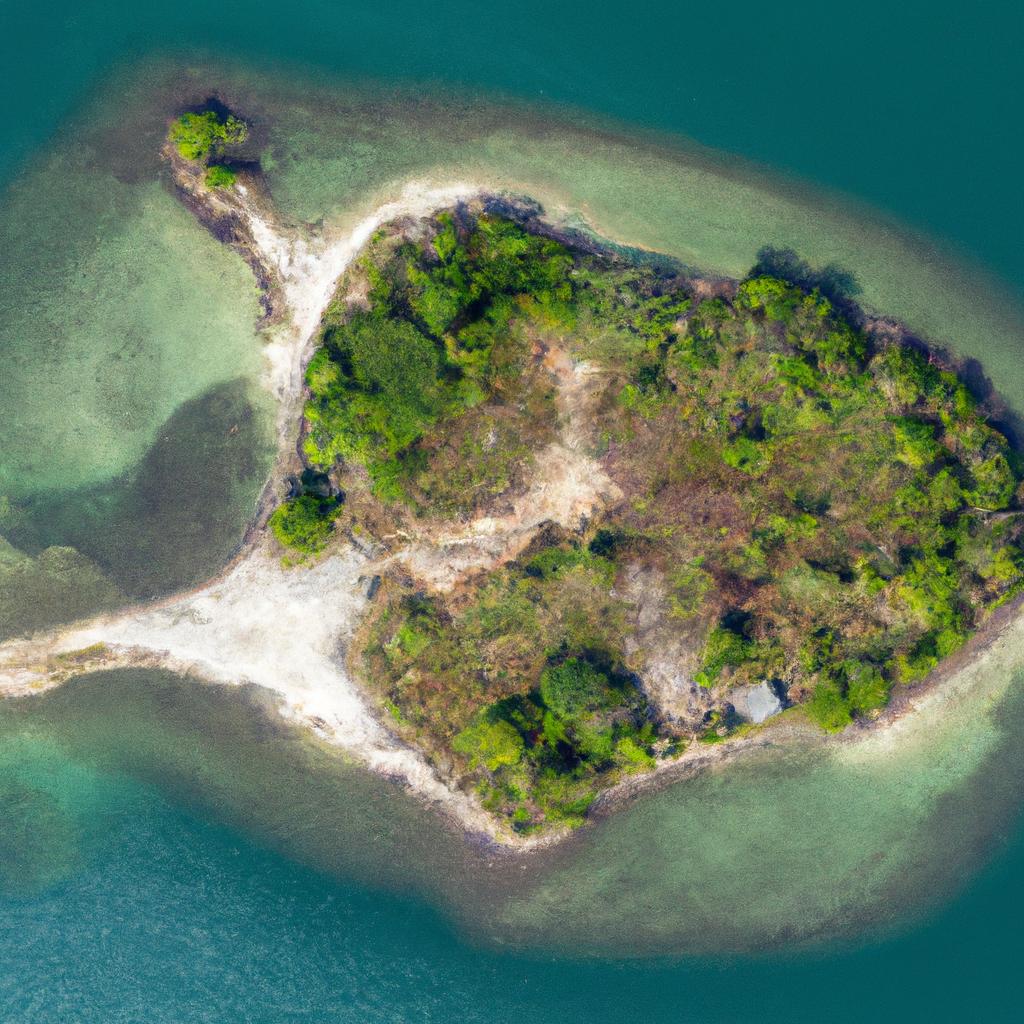 An aerial shot of the abandoned island in Hawaii