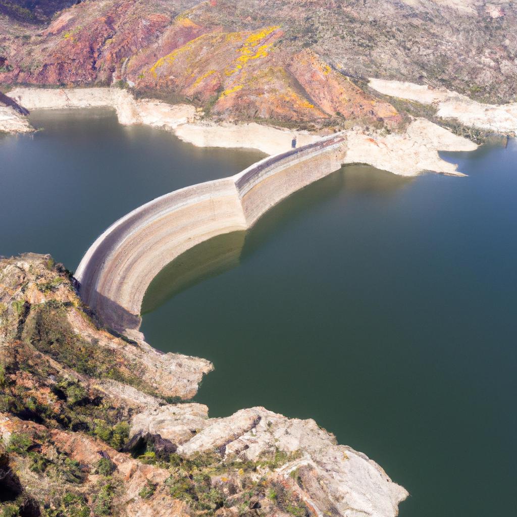 An aerial view of the Ibex Dam and the breathtaking landscape it is situated in
