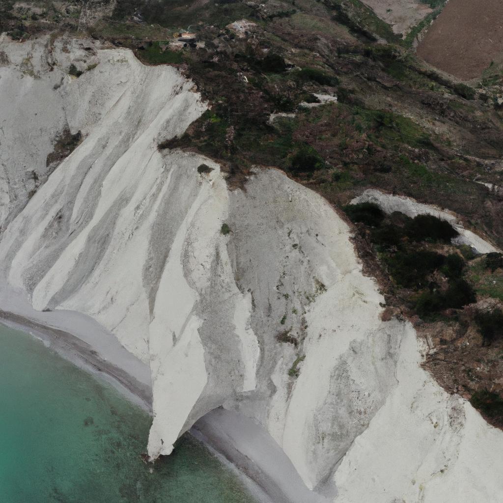 The aerial view of the Sicily White Cliffs and the beautiful landscape that surrounds it
