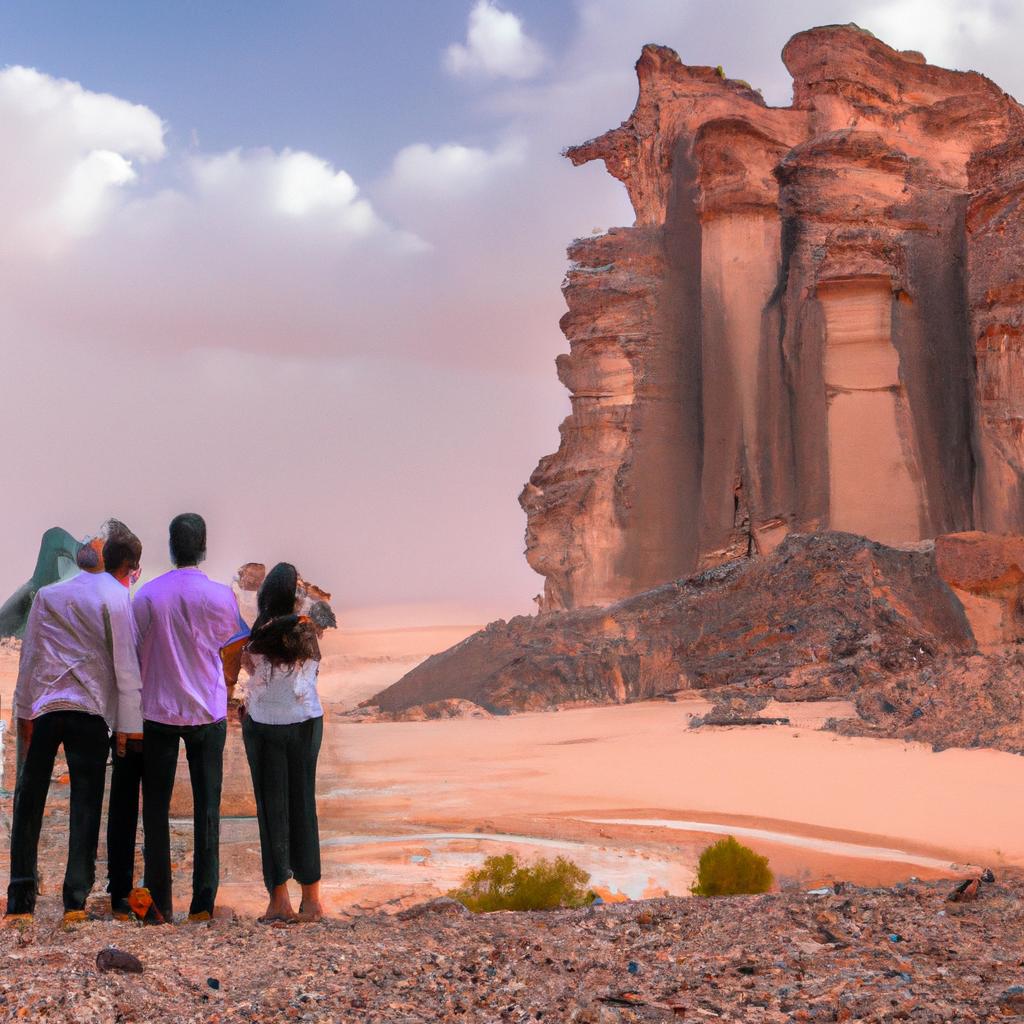 Tourists exploring the beauty of Al Naslaa