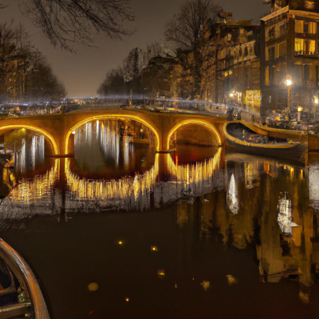 Magical night time canal cruise in Amsterdam