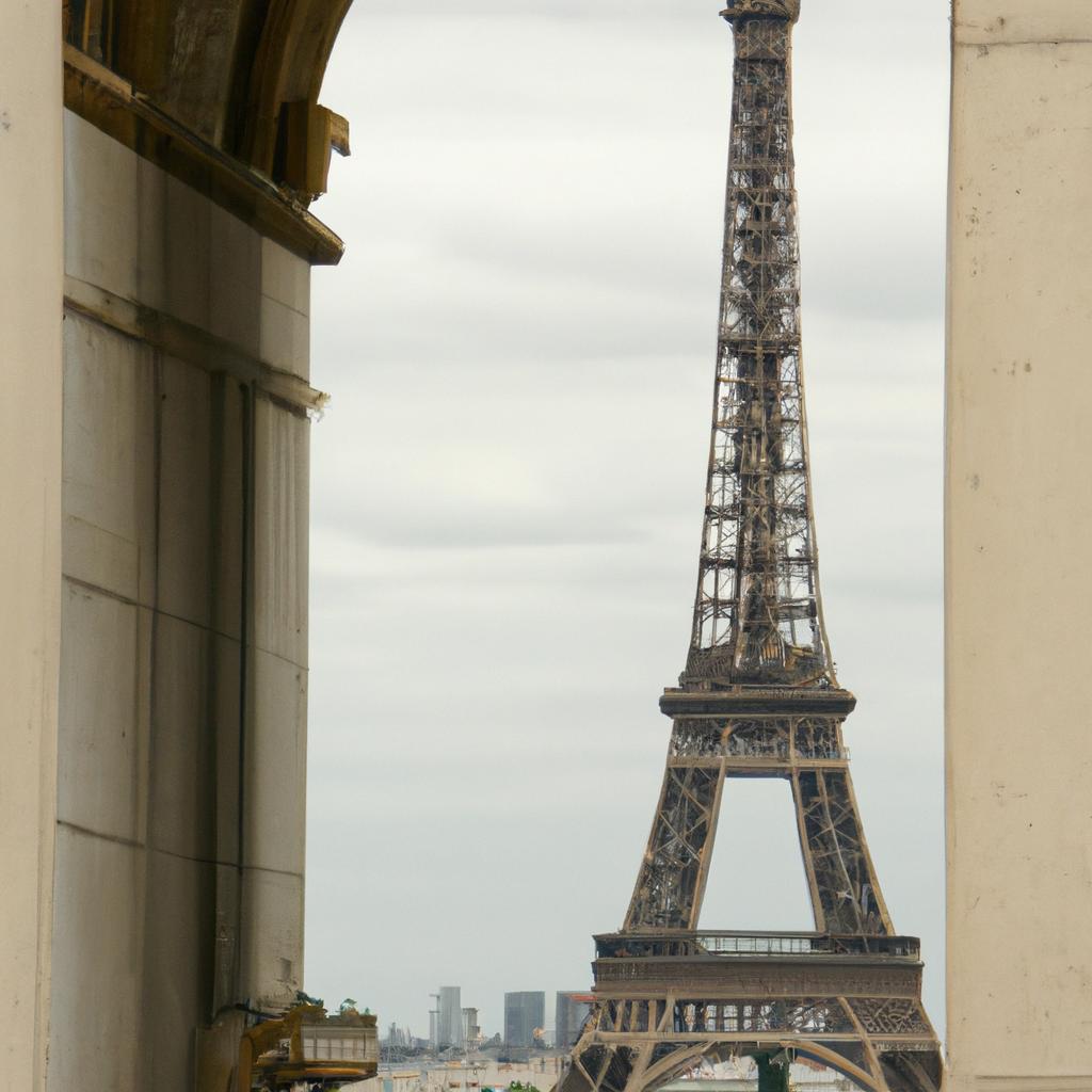The Eiffel Tower seen through the iconic Arc de Triomphe, a symbol of France's rich history and culture
