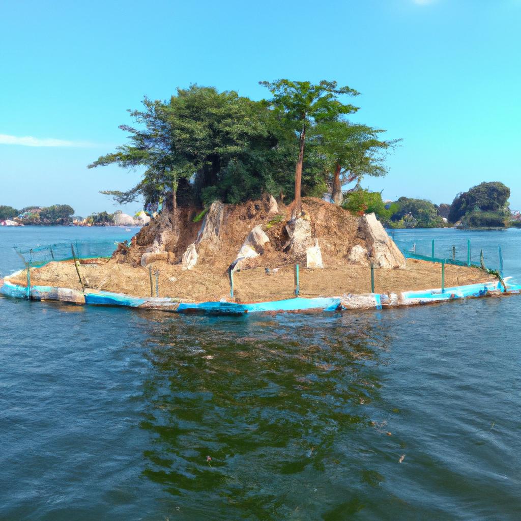 The man-made island, slowly drifting away from its original location due to human intervention