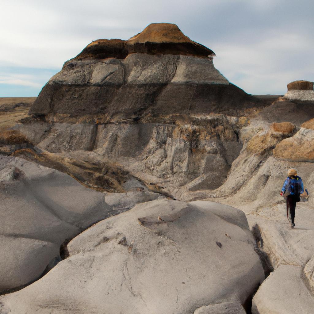 The Badlands in Alberta, Canada offer unique hiking experiences through stunning rock formations.