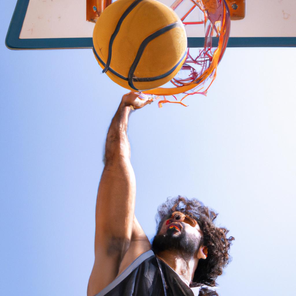 A basketball player dunks the ball during an NBA game