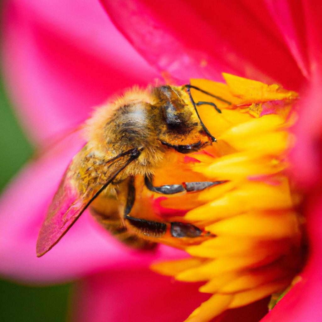 Bees play a vital role in pollinating plants in the garden, helping them grow and produce food.