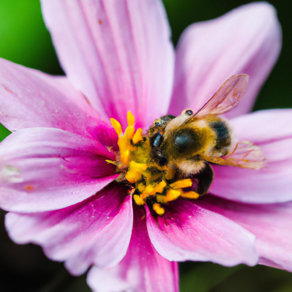 Capturing the intricate details of the bee and the flower requires patience and precision.