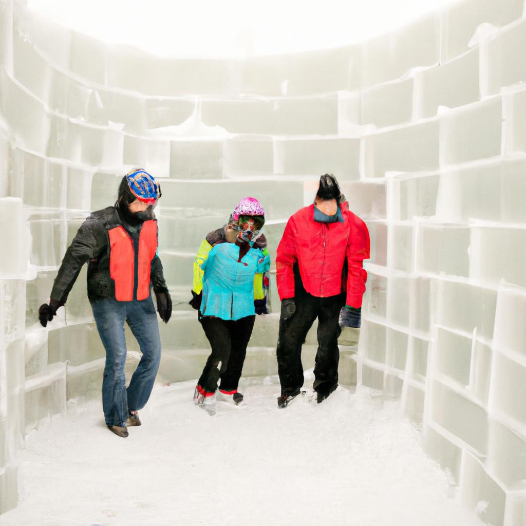 Visitors can navigate through the ice mazes at the Beidahu Snow Mountain Ice and Snow Festival.