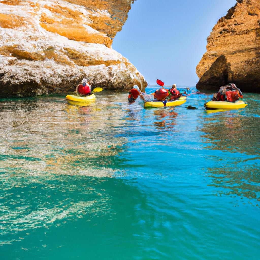 Experience the thrill of kayaking in the calm waters of Benagil
