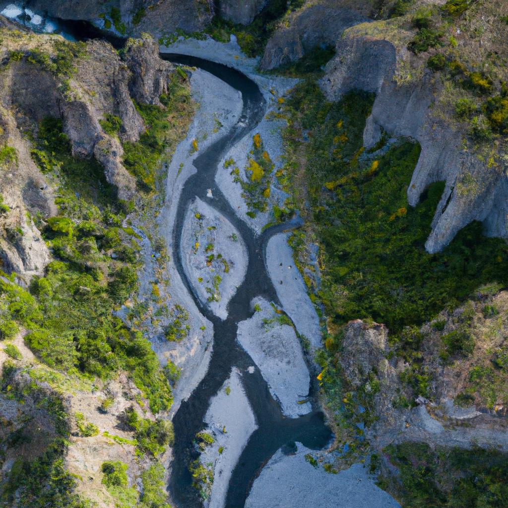 The breathtaking landscape of Alcantara Gorge as seen from above.