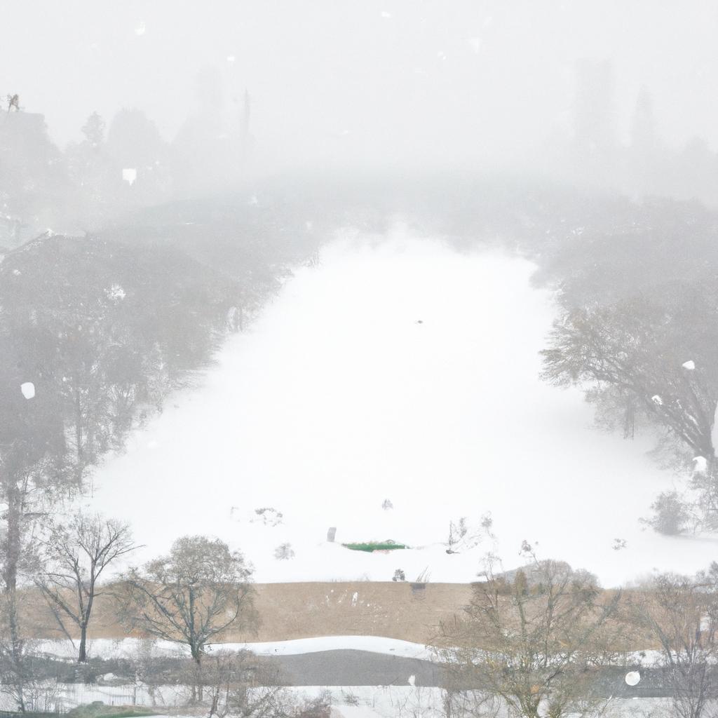 A mesmerizing bird's-eye view of Central Park's width during a snowstorm