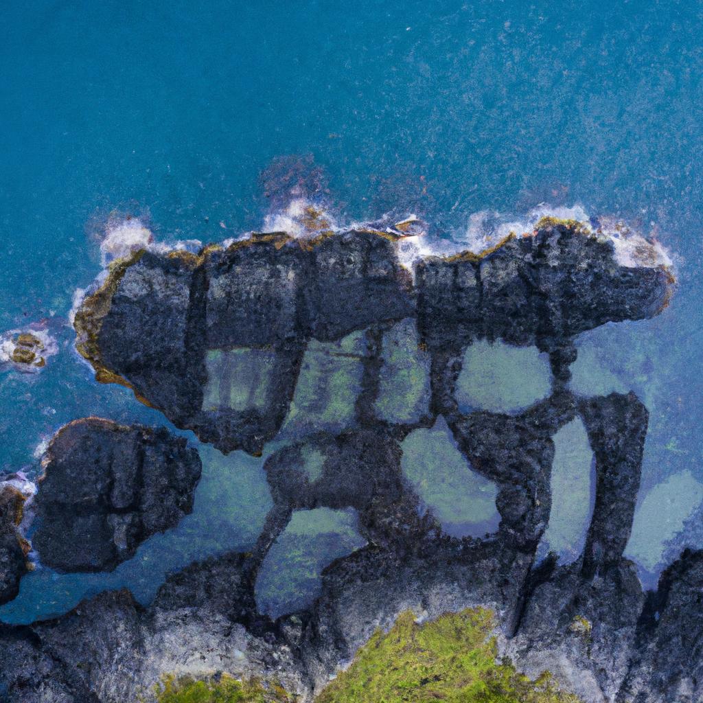 A mesmerizing bird's eye view of the unique hexagonal rock formations on the Irish coastline