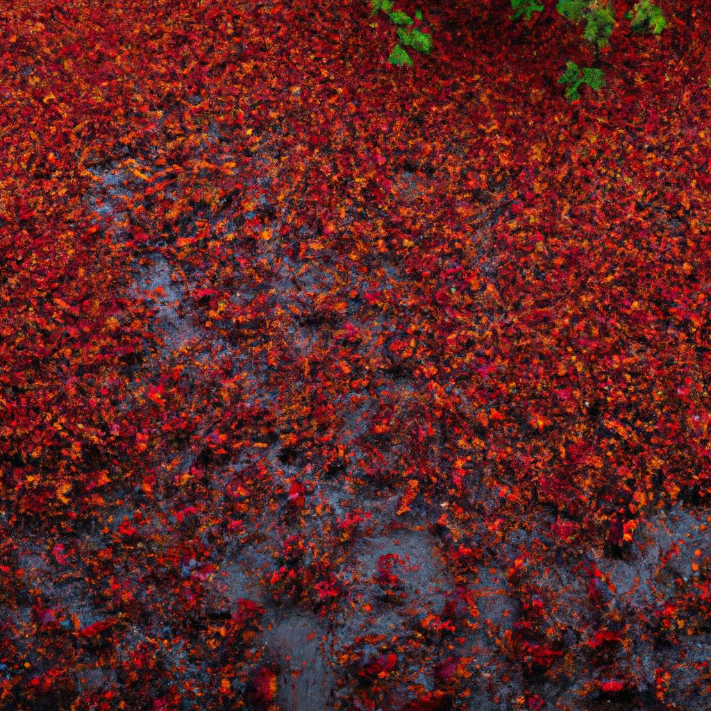 Aerial view of red crab migration