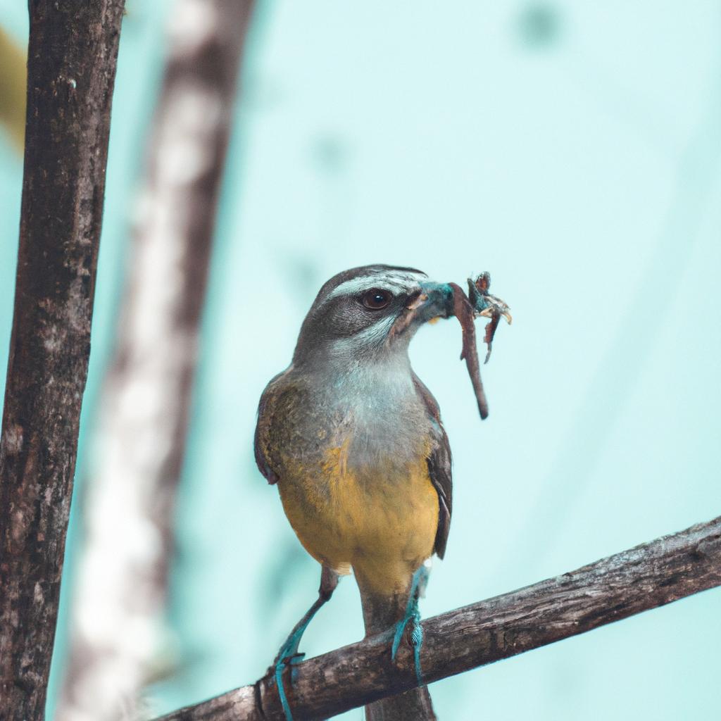 A bird preying on garden pests by eating a caterpillar