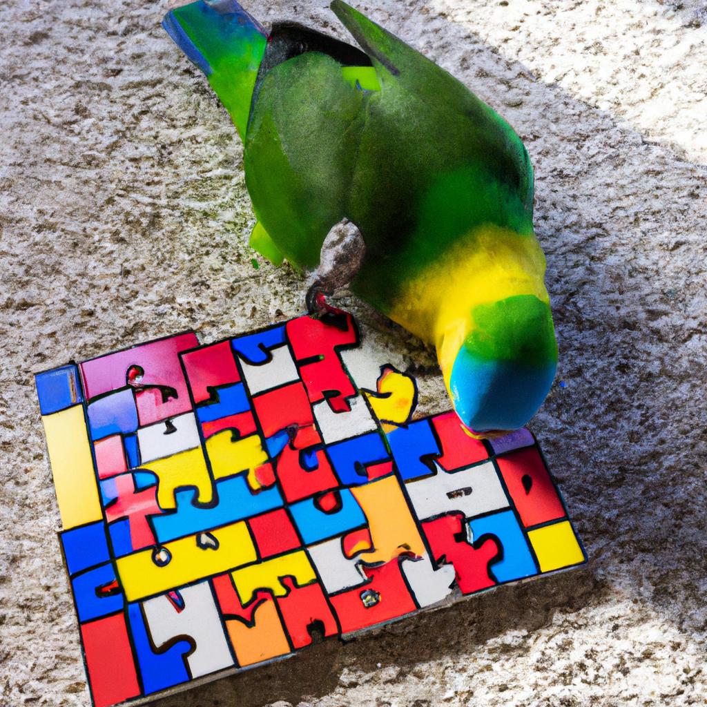A curious bird keeping themselves busy with a puzzle toy