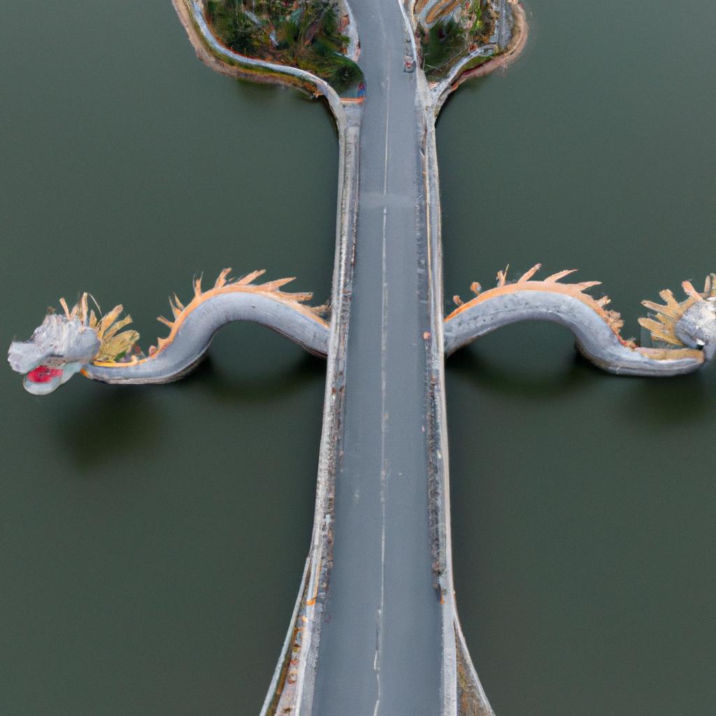 The Dragon Vietnam Bridge is a stunning piece of architecture that looks even more impressive from above.