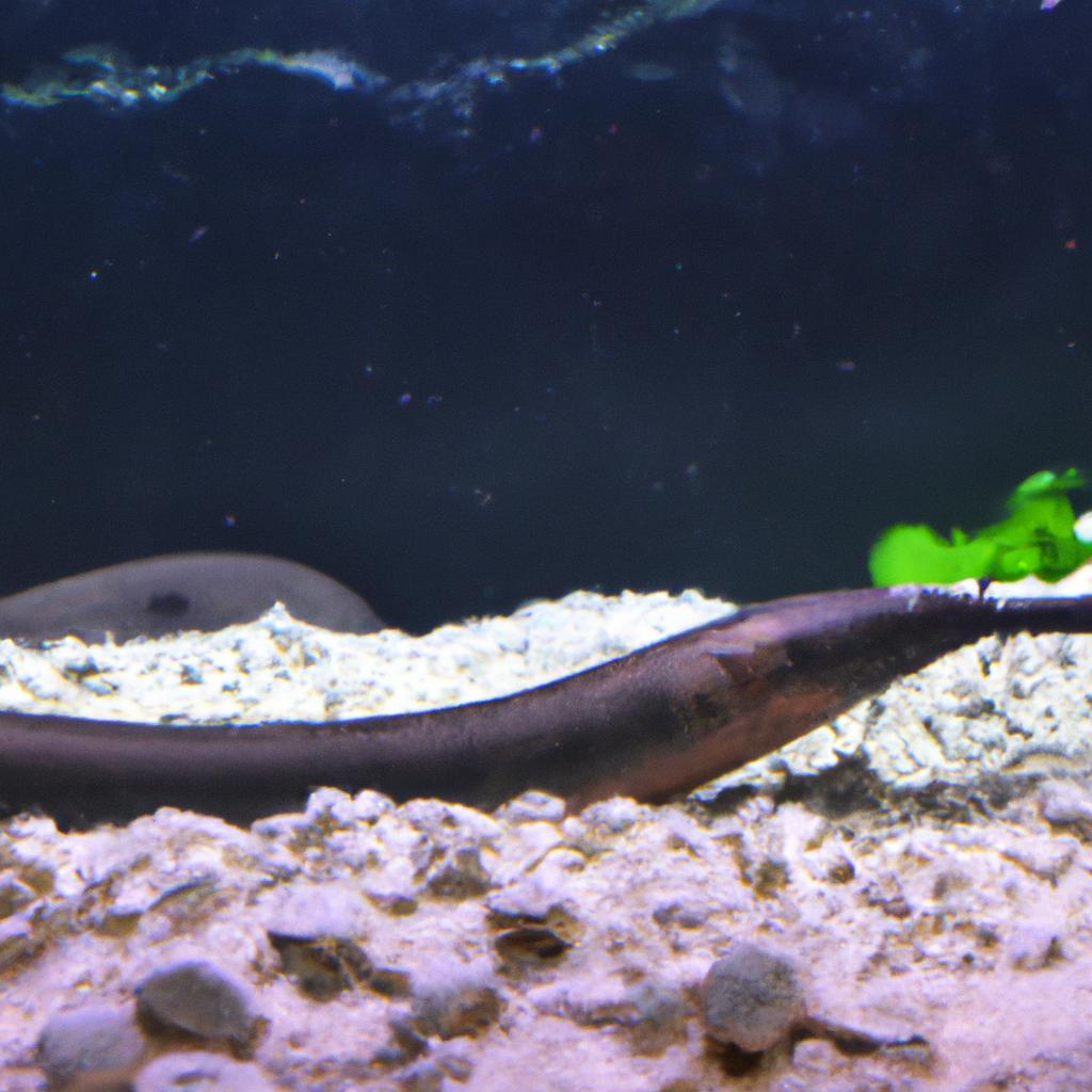 An aquatic creature with a long, eel-like body.