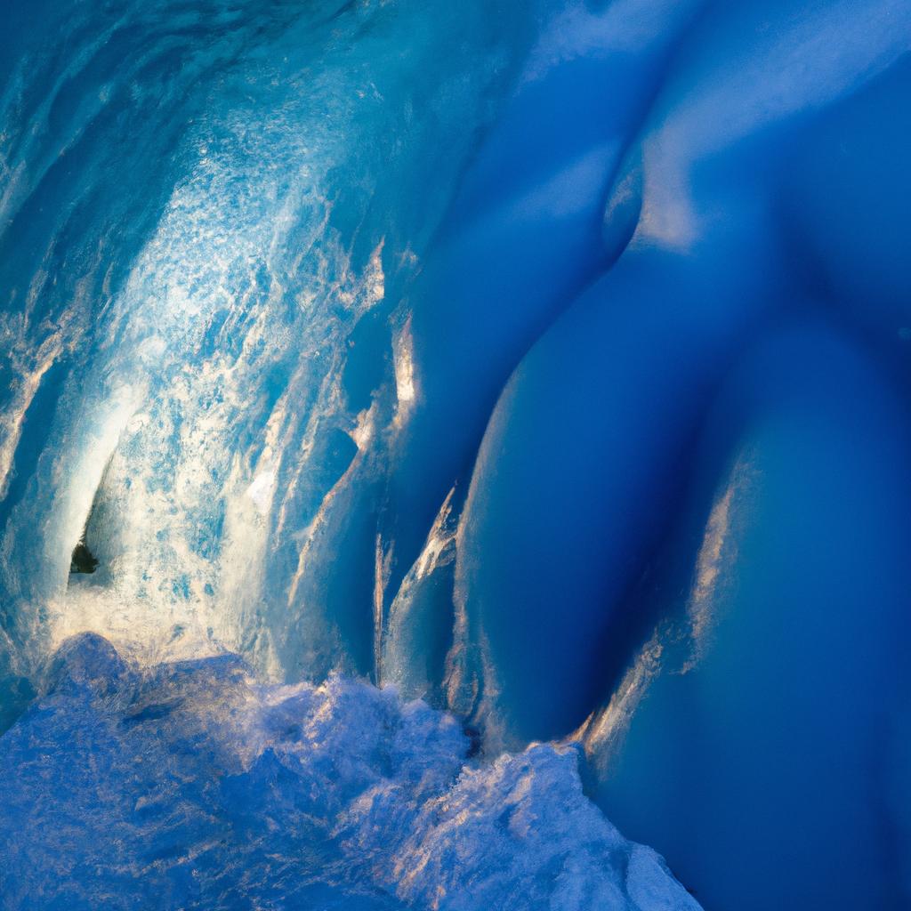 Blue ice walls inside the Austria Ice Caves
