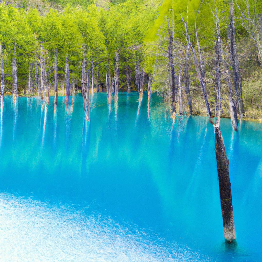 The vibrant blue color of Blue Lake Japan is a result of the natural minerals present in the water.