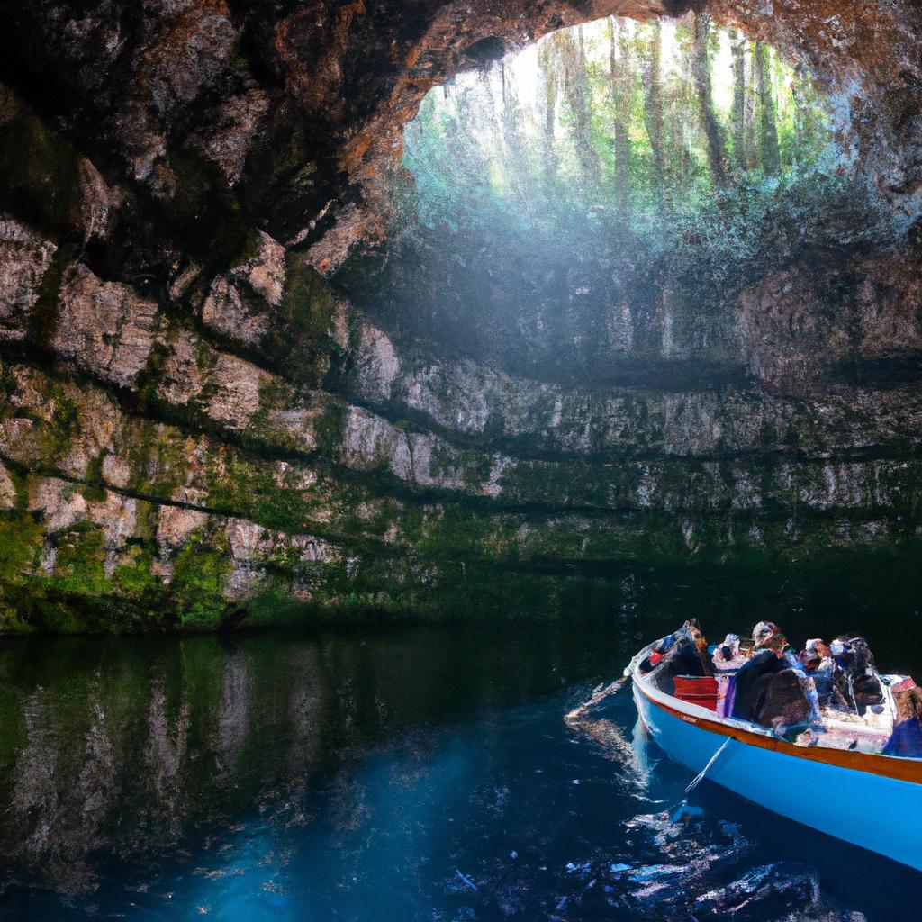 Explore the depths of Melissani Lake on a serene boat ride