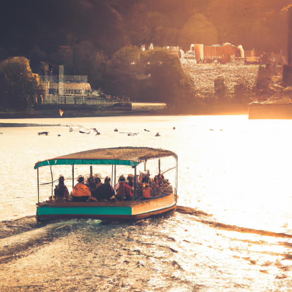 Boat ride on the Vltava River during sunset in Prague