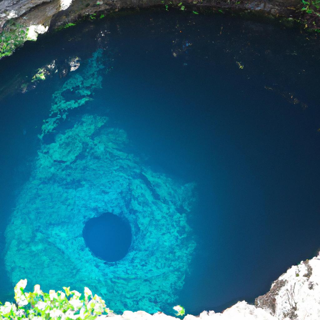 The depth of the biggest sinkhole revealed with water filling the bottom
