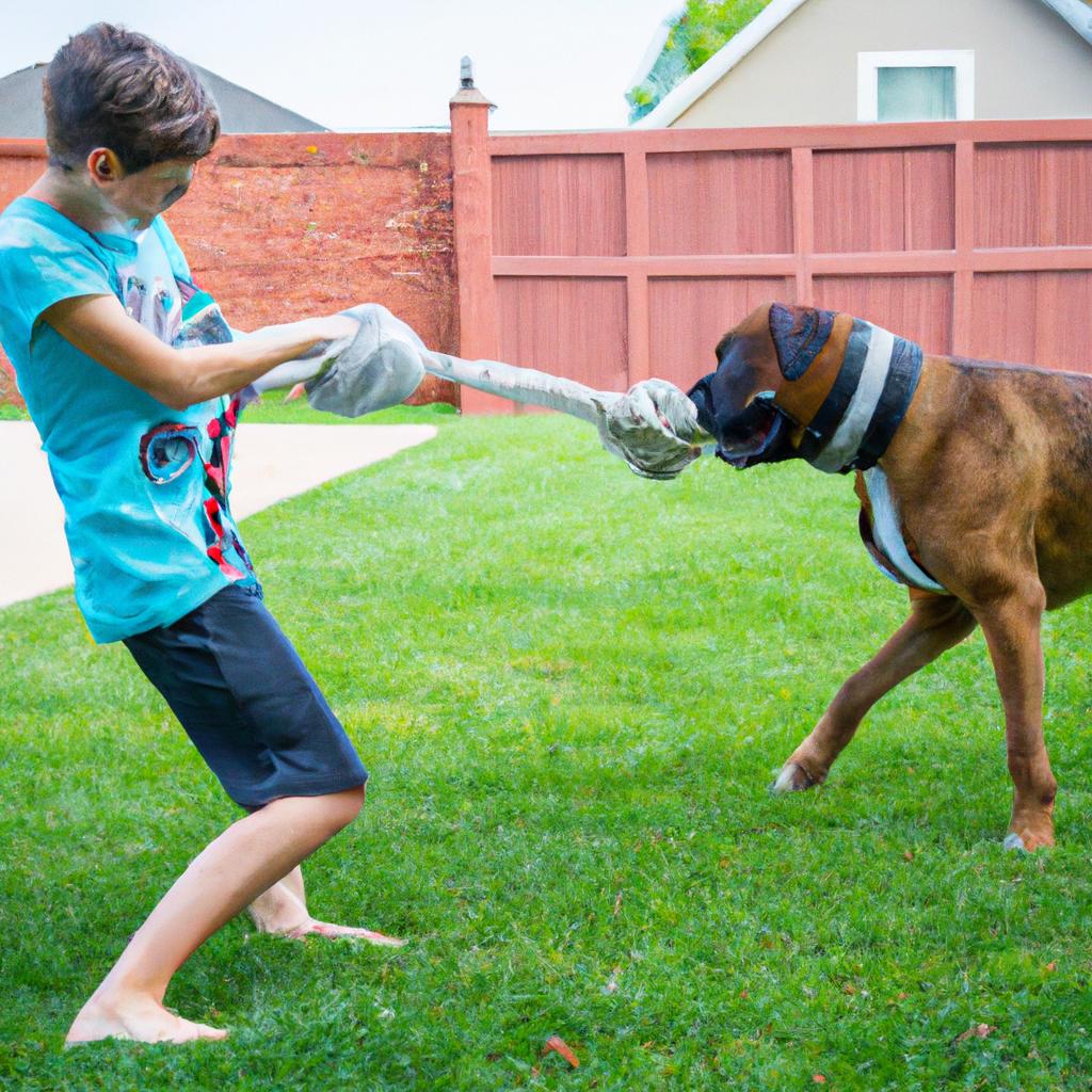 Boxers are known for their high energy and affectionate nature, making them great playmates for kids
