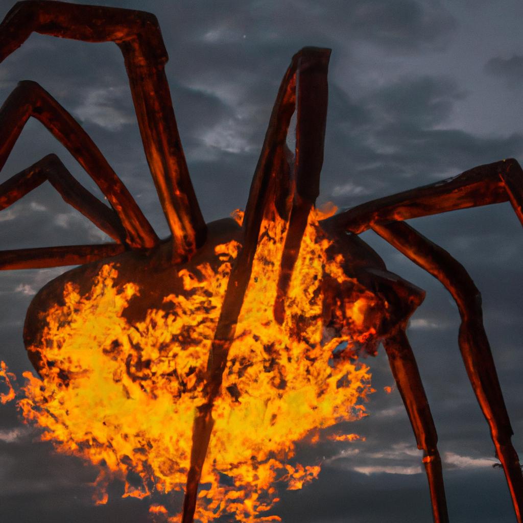Art installations like this giant spider are scattered throughout the festival grounds.