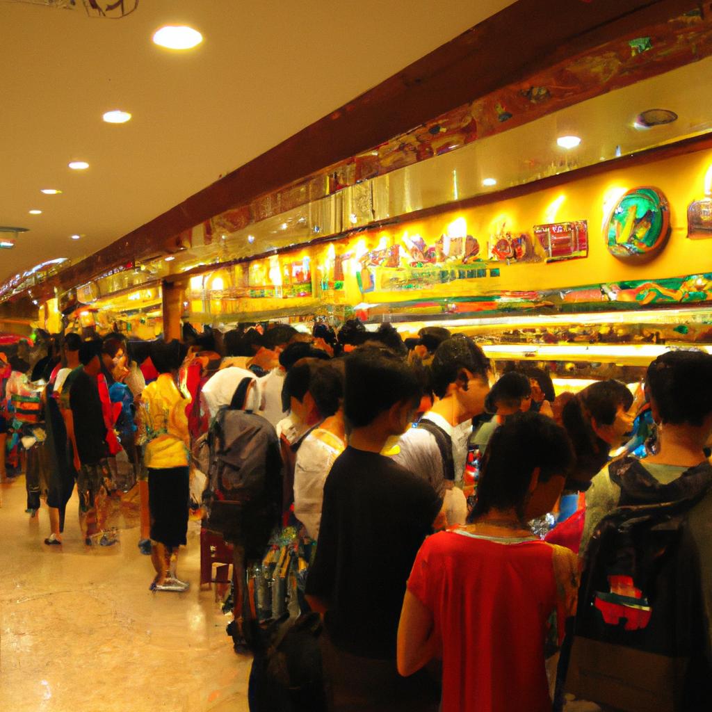 Customers wait in line for their Subway sandwiches at a popular location in Shanghai