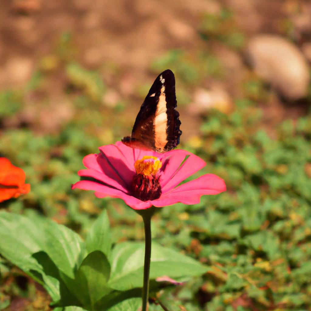 A butterfly resting on a flower in the garden, attracted by the nectar.
