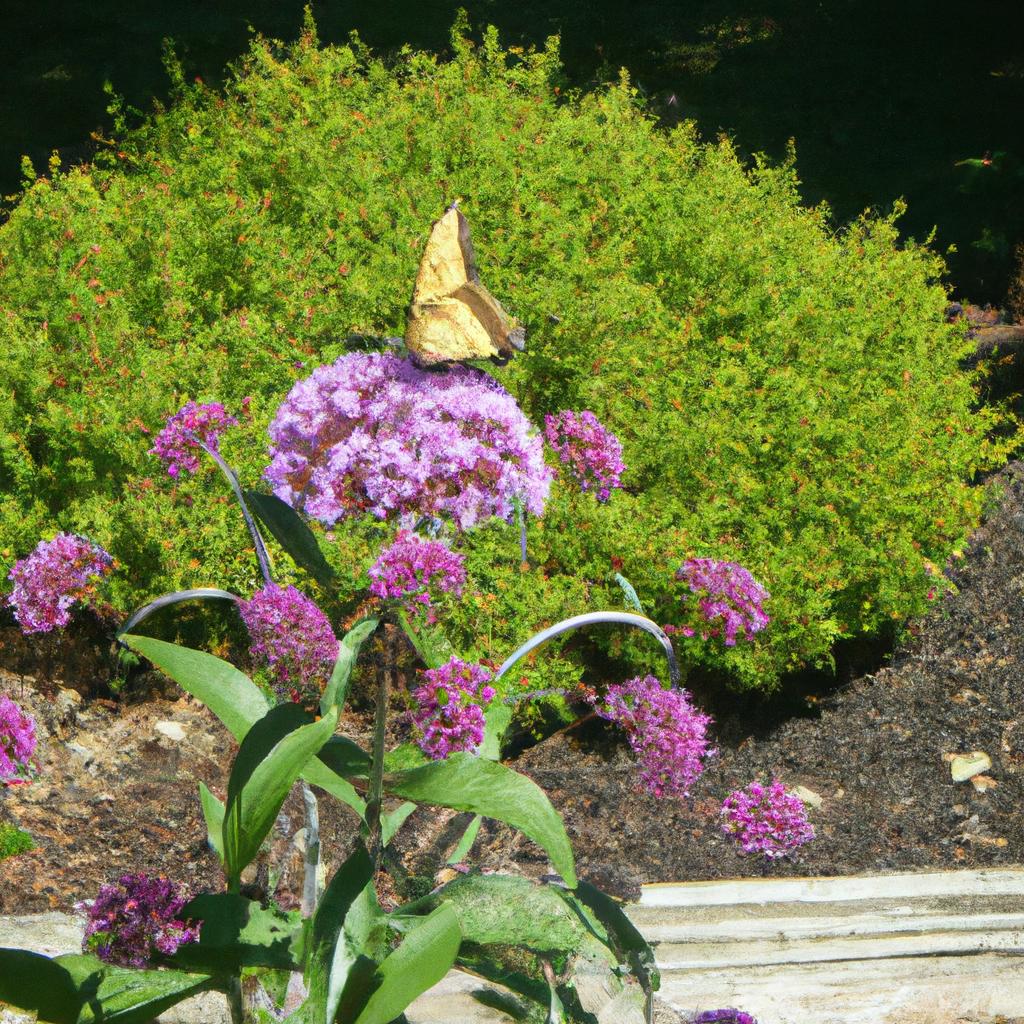 A butterfly resting on a garden perennial
