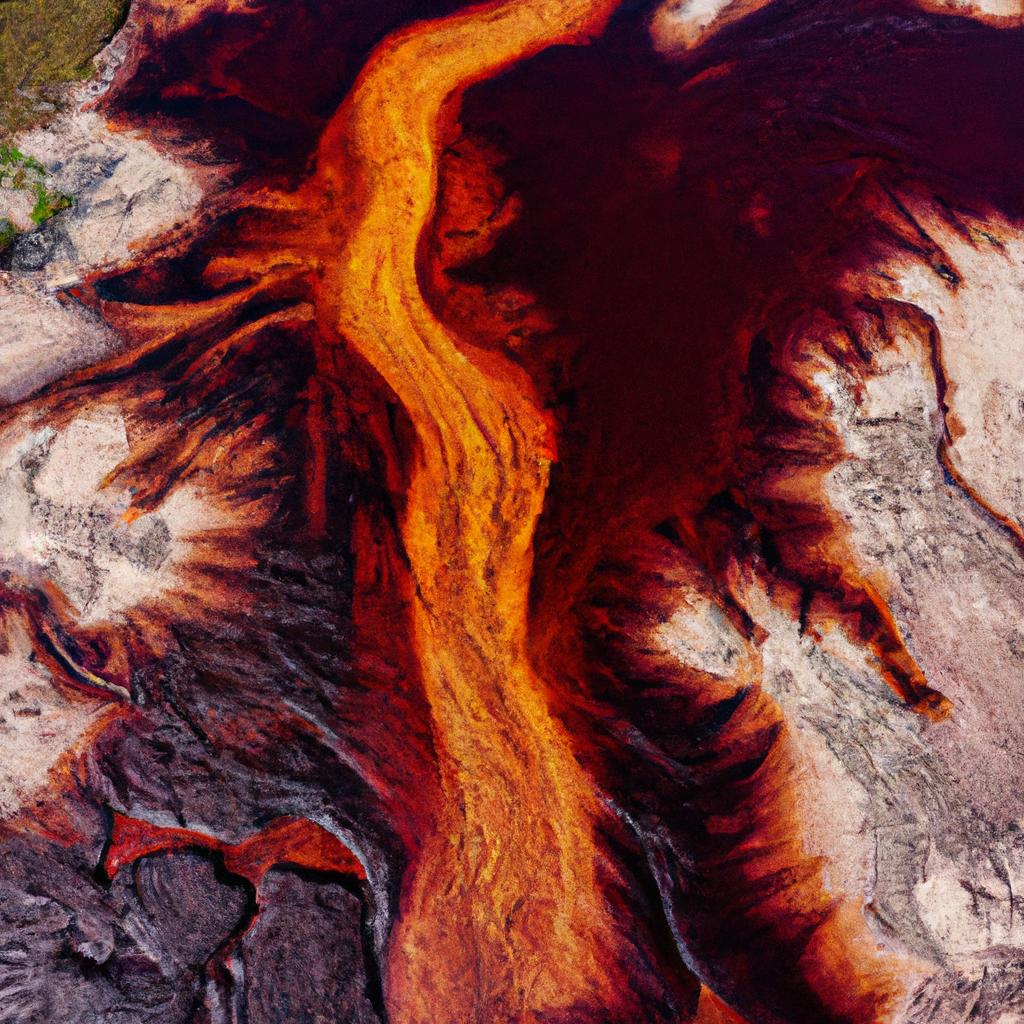 The five colors of the Cao Cristales River create a mesmerizing visual spectacle from above