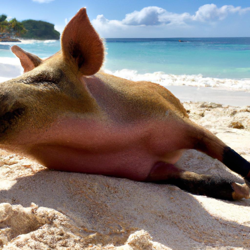The pigs in the Caribbean are known for their friendly and curious nature.