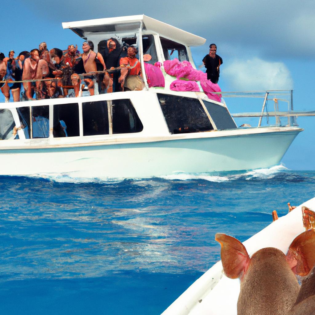 Tourists from all over the world come to the Caribbean to swim with the pigs.